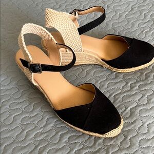 Alex Marie Black and Tan Espadrille Flats